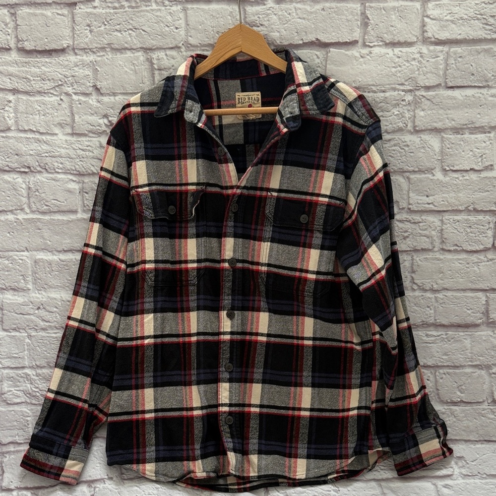 Men's Plaid flannel Shirt Black blue Red